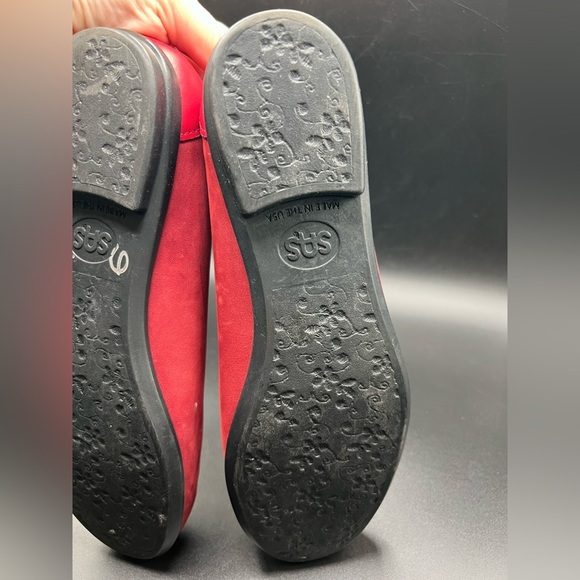 SAS Scenic Suede Comfort Ballet Flats Scarlett Red Leather Womens Size 7 M - Picture 10 of 11
